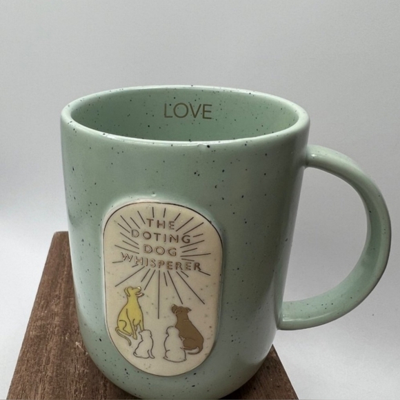 DOTING DOG WHISPERER SPECKLED TEAL GREEN ANTHROPOLOGIE MUG LOVE NEW - Picture 11 of 13